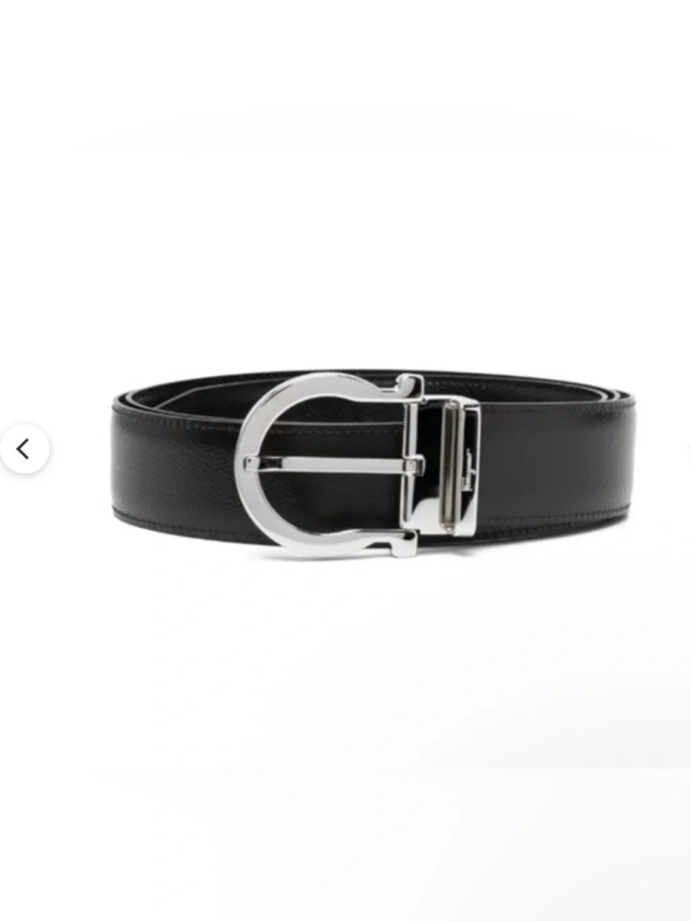 Salvatore Ferragamo Black Leather Belt with Silver Gancini Buckle